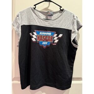 NASCAR Jerry Leigh Hot Graphic Top XL Gray Black Sleeveless Shirt (runs small)